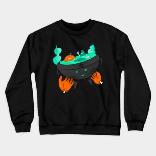 Cute Spooky Halloween Pumpkin and Skeleton Soup Crewneck Sweatshirt